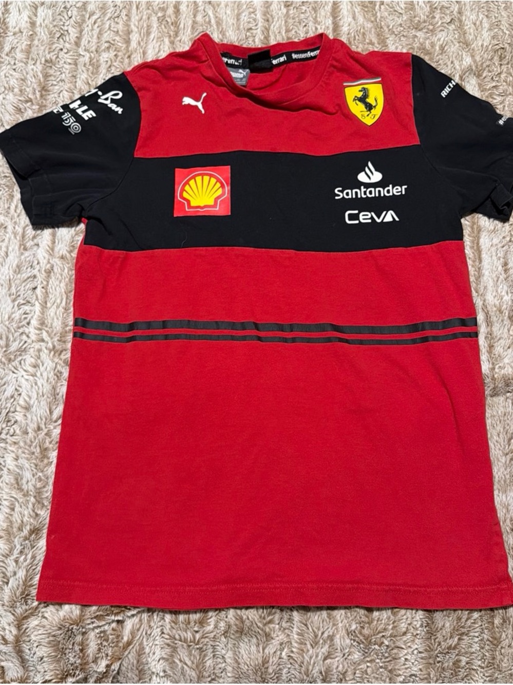 Puma Red and Black Kids Racing Tee with Ferrari Shield